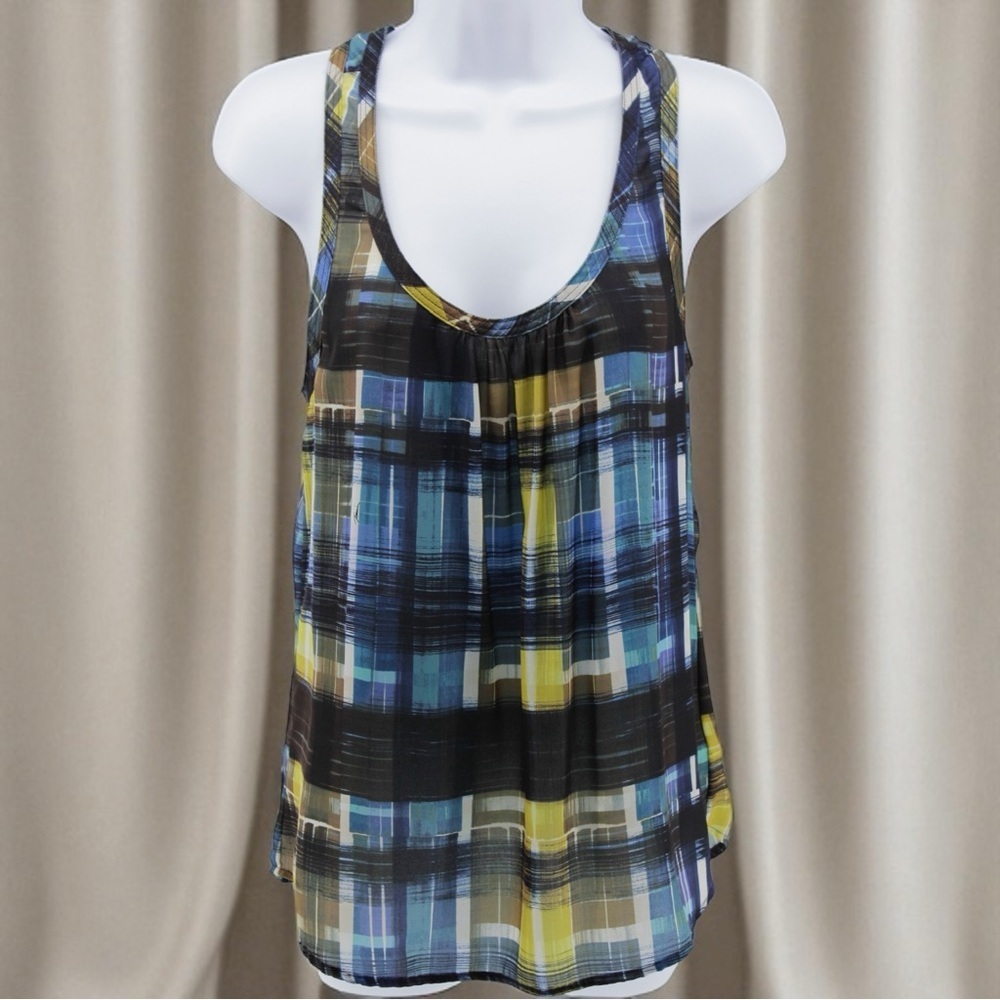 Trina Turk Watercolor Artsy Career Office Siren Lightweight Sheer Tank Women’s S